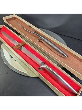 Vintage GERBER LEGENDARY BLADES CARVING SET Snickersnee Knife & Ron Fork USA